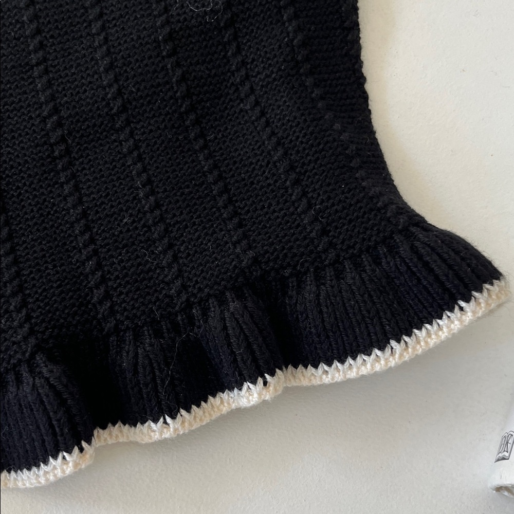 Georgie Black Crewneck Knit Sweater with White Trim - Picture 6 of 7